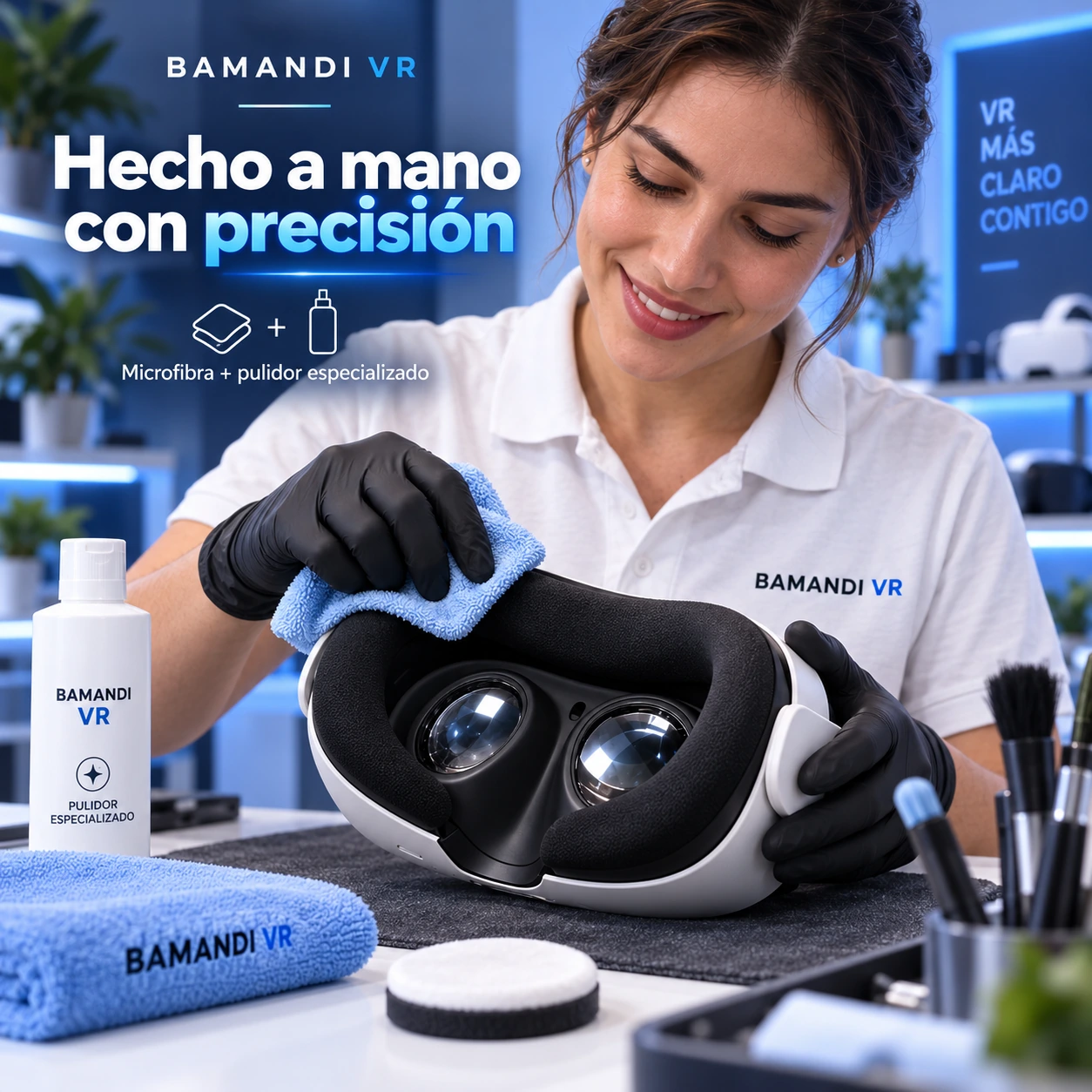 Técnica BAMANDI VR realizando pulido manual