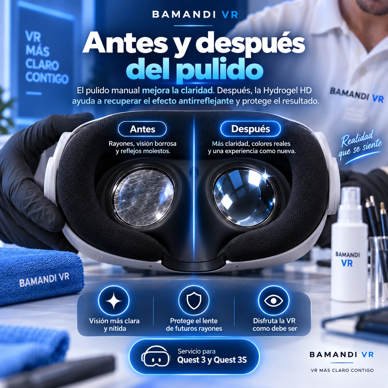 Antes y después del pulido BAMANDI VR